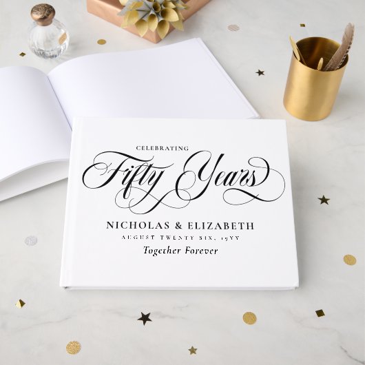 Livre D'or Noir et blanc 50e anniversaire de mariage (Recto ouvert)