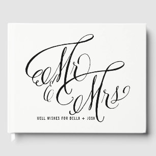 Livre D'or Noir et blanc M. & Mme Elegant Script Mariage