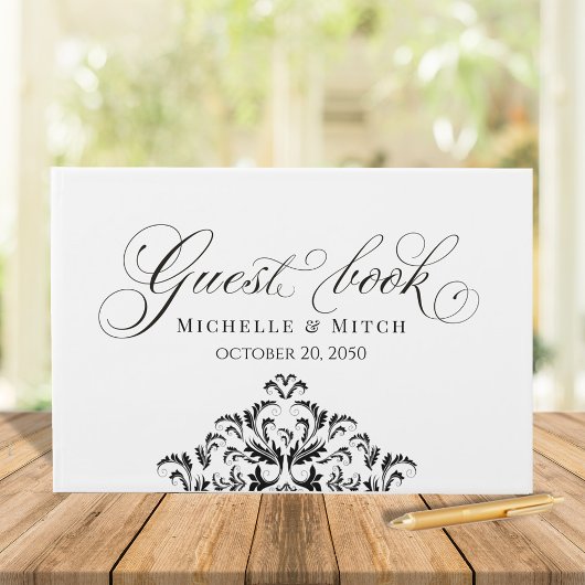 Livre D'or Noir et blanc Mariage calligraphie classique