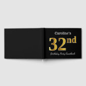 Livre D'or Noir, Faux Gold 32e fête d'anniversaire + Nom pers (Complet)