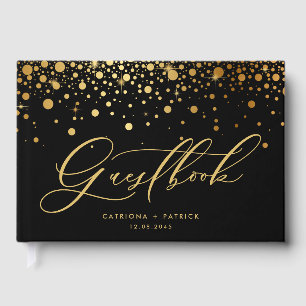 Livre D'or Noir Faux Gold Foil Confetti Mariage