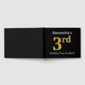 Livre D'or Noir, Faux Or 3ème fête d'anniversaire + Nom perso (Complet)