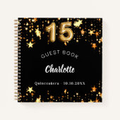 Livre d'or noir Quinceanera étoiles (Devant)
