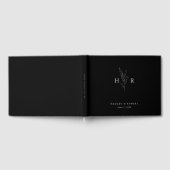 Livre D'or Noir Simple Minimal Monogramme Mariage botanique (Complet)