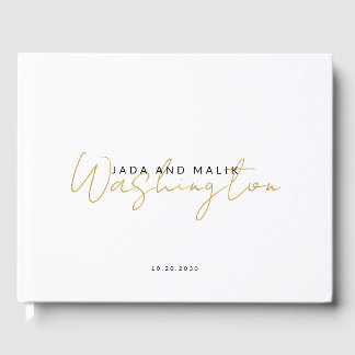 Livre D'or Nom du couple Mariage Monogram Gold Nom du script