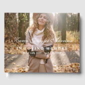 Livre D'or Nom Élégant En Script & Photo En Mémoire Amoureuse (Recto)