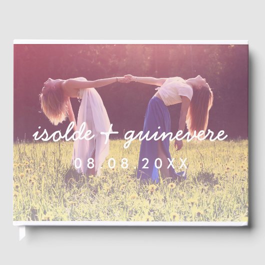 Livre D'or Noms dans le Mariage photo personnalisé de script (Recto)