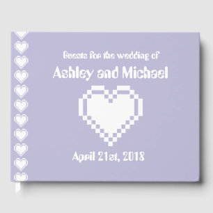 Livre D'or Nos Coeurs 8 bits dans Lavender Guest Book