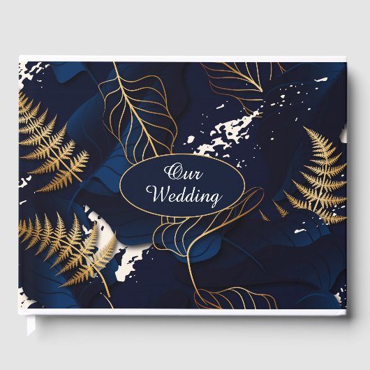 Livre D'or Nos Mariages Gold Foil Tropical feuilles (Recto)