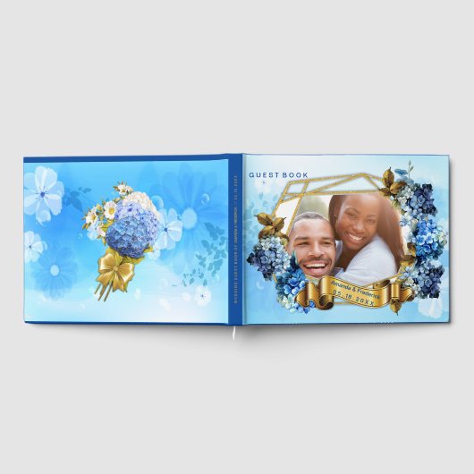 Livre D'or Nuances d'aquarelle bleue Hydrangeas (Complet)