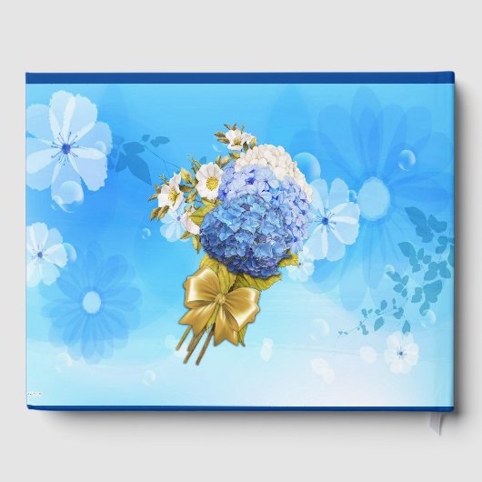Livre D'or Nuances d'aquarelle bleue Hydrangeas (Verso)