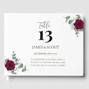 Livre D'or Numéro de table Mariage Rose rouge