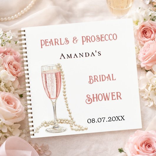 Livre d'or nuptiale douche perles roses Prosecco