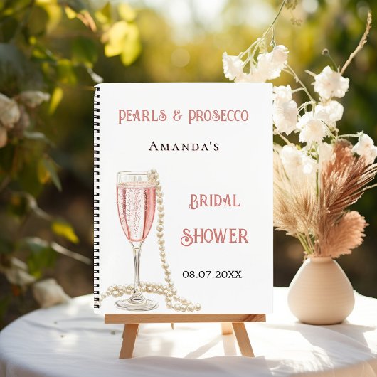 Livre d'or nuptiale douche perles roses Prosecco