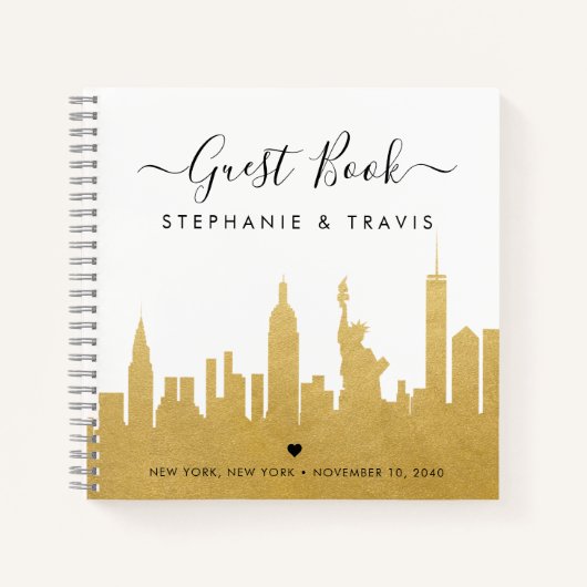 Livre d'or NYC Skyline Gold Destination Wedding (Devant)