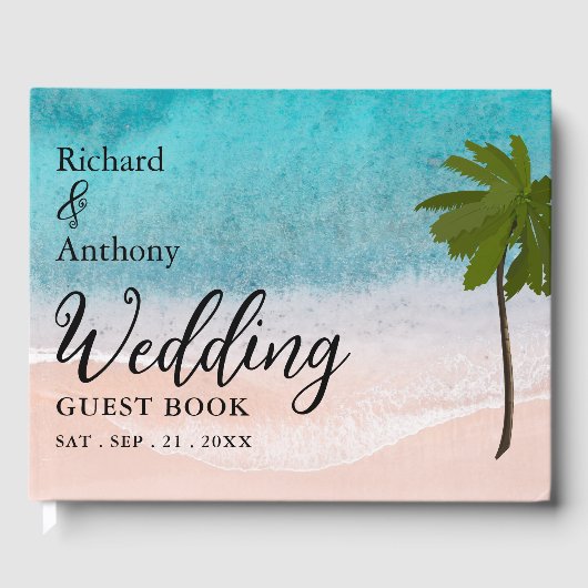 Livre D'or Ocean Beach Palm Tree Mariage (Recto)