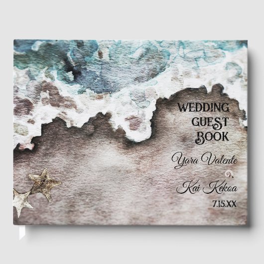 Livre D'or Océan rustique | Mariage de destination plage (Recto)