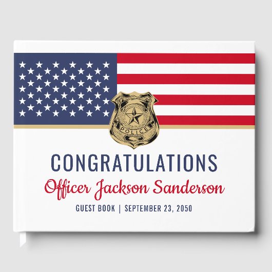 Livre D'or Officier de police Retraite militaire drapeau amér (Recto)
