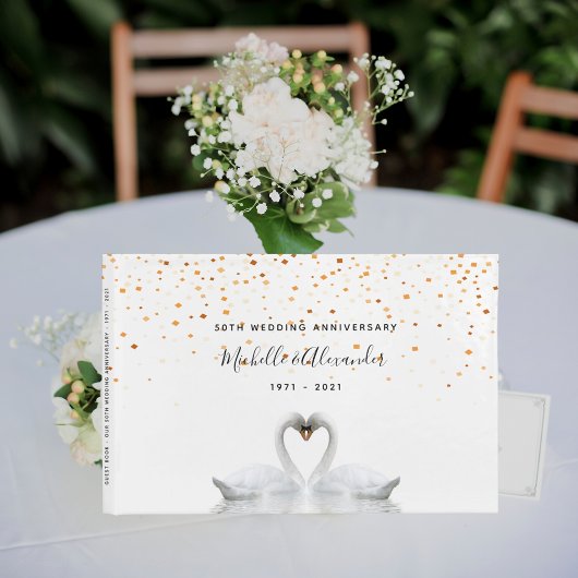 Livre D'or Oiseaux de cygne blanc 50e anniversaire de mariage
