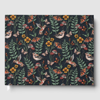 Livre D'or Oiseaux du jardin foncé et papillons