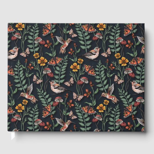 Livre D'or Oiseaux du jardin foncé et papillons (Recto)