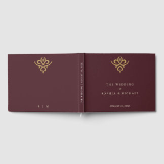Livre D'or Old Money Burgundy Wedding Guest Book