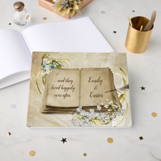 Livre D'or Old Wedding Album with Feather Pen (Recto ouvert)