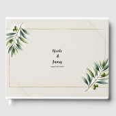 Livre D'or Olive vert Olive Leaf Bone Blanc & Or Mariage (Recto)