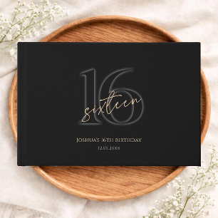 Livre D'or Or Noir Moderne 16e Anniversaire