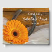Livre D'or Orange Daisy et Horseshoe Mariage occidental (Recto)