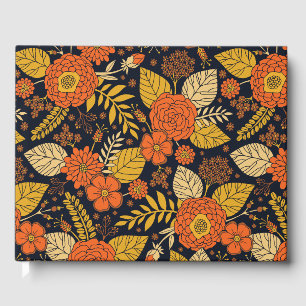 Livre D'or Orange rétro, Jaune & Marine Floral