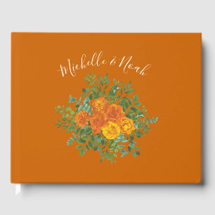 Livre D'or Orange Rouille Mariage Floral Vintage