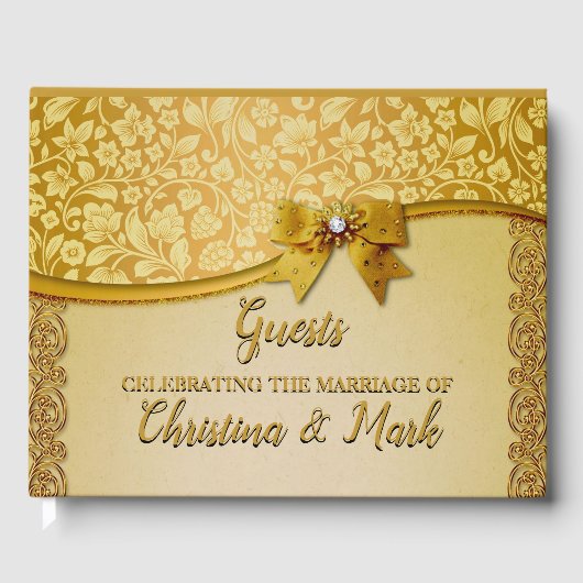 Livre D'or Ornate Elegant Retro Fleurs Abstraites et Feuilles (Recto)