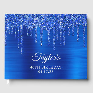 Livre D'or Paillettes de bleu royal qui dégoulinent pour un 4