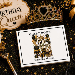 Livre D'or Paillettes dorées Luxe noir Cinquante et Fabuleux