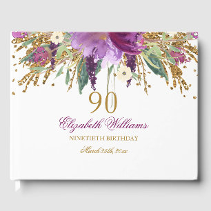 Livre D'or Paillettes Florales Étincelantes Anniversaire Amét