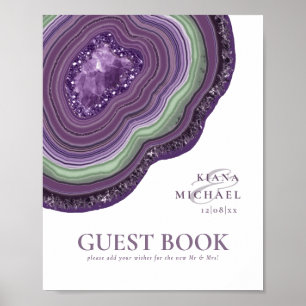 Livre d'or Paillettes Géode d'Agate Violet ID647