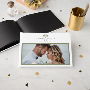 Livre D'or Palmiers noués Mariage tropicale Affiche de bienve