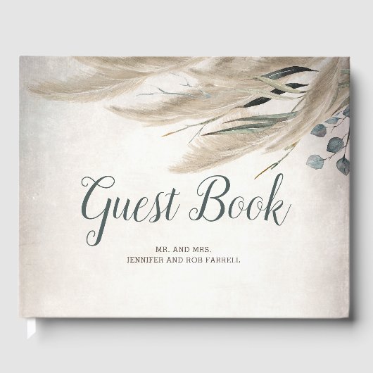 Livre D'or Pampas Espagnol Mariage Grass et Verdure (Recto)