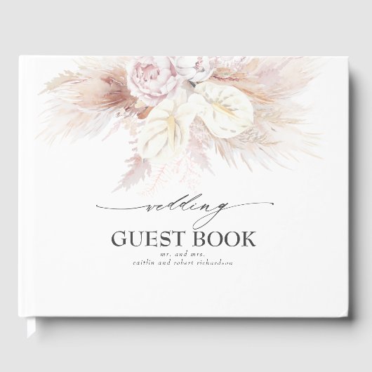 Livre D'or Pampas Grass et Anthuriums blancs Mariage (Recto)