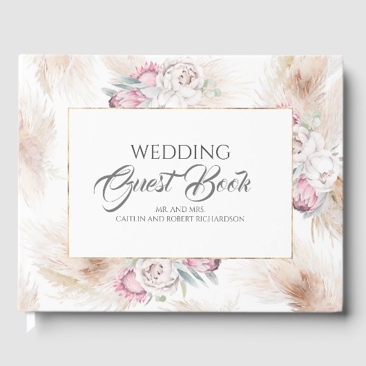 Livre D'or Pampas Grass King Protea Floral Mariage (Recto)