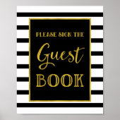 Livre d'or pancarte de mariage rayures noires et o (Devant)