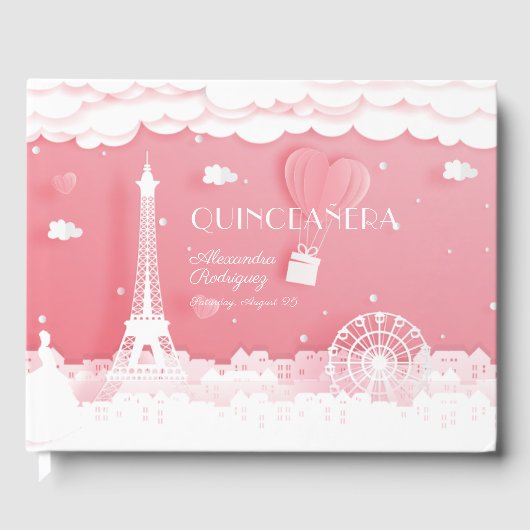 Livre D'or Papier rose Paris Quinceaña (Recto)
