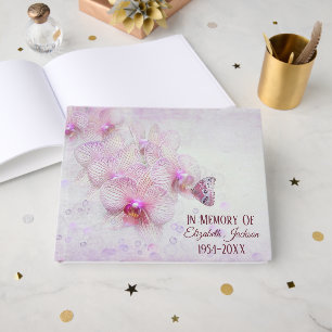 Livre D'or Papillon de service commémoratif sur orchidées ros