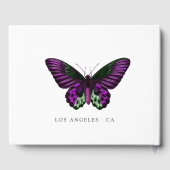 Livre D'or Papillon floral pourpre et vert (Verso)