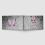 Livre D'or Papillon rose Vintage Mariage damassé (Complet)
