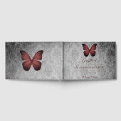 Livre D'or Papillon rouge Vintage Mariage damassé (Complet)