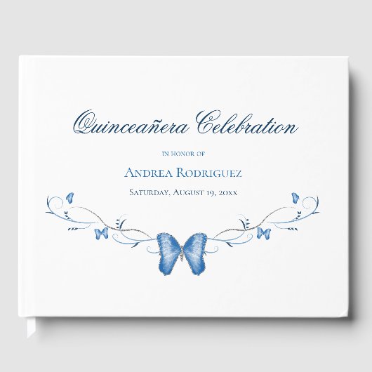 Livre D'or Papillons bleus et perruques Quinceañera (Recto)