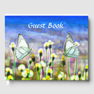 Livre D'or Papillons Fleurs Jaunes Ciel Bleu