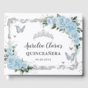 Livre D'or Papillons Floraux bleu ciel clair Quinceañera